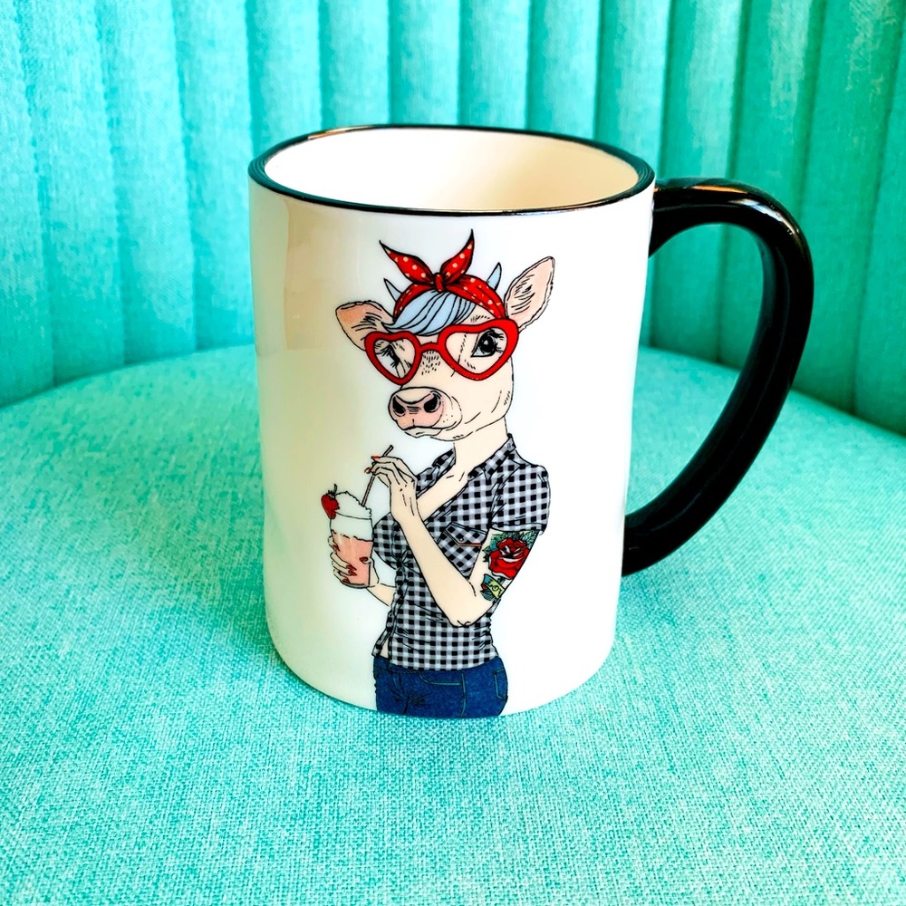 NWOT Cow Stoneware/Ceramic Coffee Mug 17.5 oz